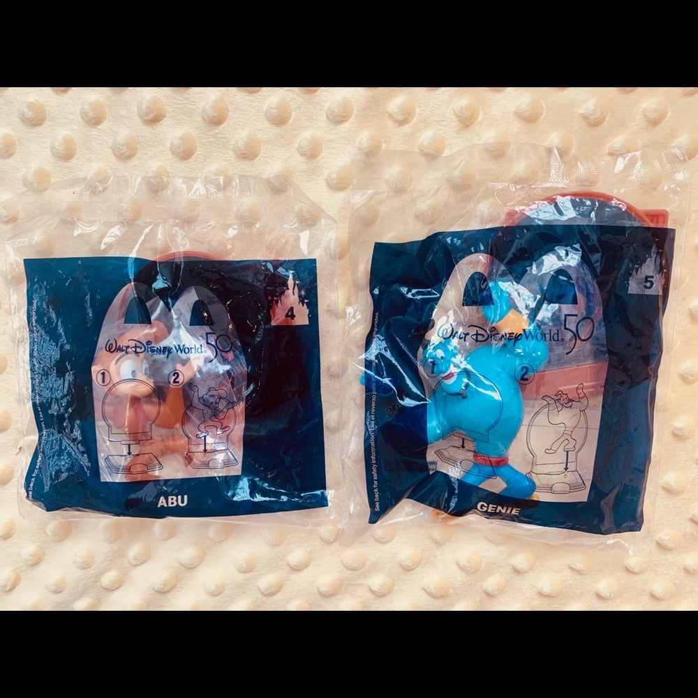 Disney 50th Anniversary McDonalds Toys- Aladdin Set- Abu and Genie